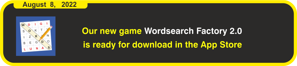 Wordsearch factory is ready for download on app store